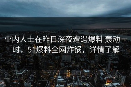 业内人士在昨日深夜遭遇爆料 轰动一时，51爆料全网炸锅，详情了解