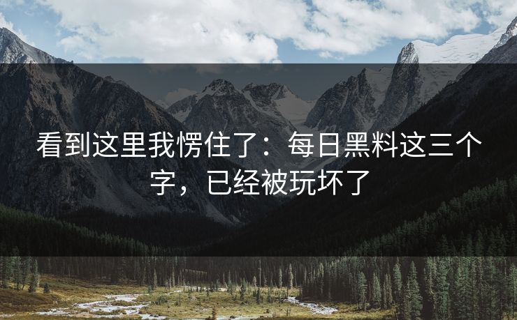 看到这里我愣住了：每日黑料这三个字，已经被玩坏了